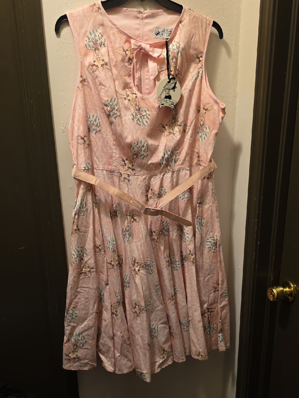 Hell Bunny Pink Floral With Circle Skirt  Woman's Dress 3X. NWT